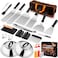 Joyfair 25Pcs Griddle Accessories Kit for Blackstone Stainless Steel Flattop Grilling Spatula Accessory Tools Set with Smash Burger Press Basting Cover for Outdoor BBQ Hibachi Cooking PP Handle