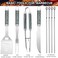 grilljoy 24PCS BBQ Grill Tools Set with Meat Thermometer and Injector Extra Thick Stainless Steel Fork Spatula Tongs Complete BBQ Accessories in Perfect Grill Gifts for Fathers Day