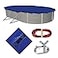 Blue Wave Gold 15Year 16 ft x 25 ft Oval Above Ground Pool Cover for Winter Durable WeatherResistant Polyethylene 4 ft Overlap Black Underside Reinforced Grommets Winch Cable Royal Blue