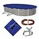 Blue Wave Gold 15Year 18 ft x 38 ft Oval Above Ground Pool Cover for Winter Durable WeatherResistant Polyethylene 4 ft Overlap Black Underside Reinforced Grommets Winch Cable Royal Blue