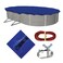 Blue Wave Gold 15Year 18 ft x 38 ft Oval Above Ground Pool Cover for Winter Durable WeatherResistant Polyethylene 4 ft Overlap Black Underside Reinforced Grommets Winch Cable Royal Blue