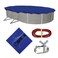 Blue Wave Gold 15Year 18 ft x 38 ft Oval Above Ground Pool Cover for Winter Durable WeatherResistant Polyethylene 4 ft Overlap Black Underside Reinforced Grommets Winch Cable Royal Blue