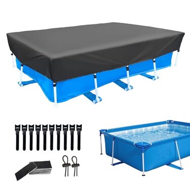 SYPGIHNA 14 x 7 ft Rectangular Pool Cover for Frame Swimming Pool 177 X 87inch Rectangle Solar Pool Covers 178 x87 Frame Swimming Pool Cover Oxford 14 ft Pool Cover Durable HeavyDuty Winter Dust