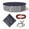 Blue Wave Bronze 8Year 18 ft Round Above Ground Pool Cover for Winter Durable WeatherResistant Polyethylene 4 ft Overlap Black Underside Reinforced Grommets Winch Cable Navy Blue
