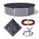 Blue Wave Bronze 8Year 18 ft Round Above Ground Pool Cover for Winter Durable WeatherResistant Polyethylene 4 ft Overlap Black Underside Reinforced Grommets Winch Cable Navy Blue