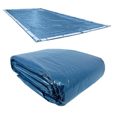 Robelle 20 x 40 ft Heavy Duty Blue Winter Pool Cover for Inground Pools 5 ft Overlap 25 x 45 ft Cover Size Solid 8 x 8 Scrim 236 ozyd2 Style 352040R