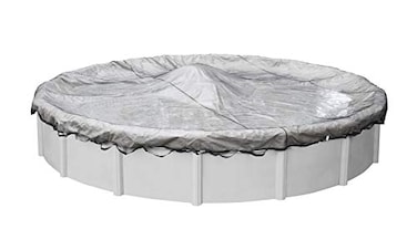 Robelle 24 ft Heavy Duty Leaf Net Winter Pool Cover for Above Ground Pools 3 ft Overlap 27 ft Cover Size Standard Net Style 4424