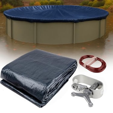 Winter Block 15 ft Premium Round Pool Winter Cover for Above Ground Pools Cold and UV Resistant Weatherproof and Durable Winch Cable Included