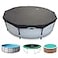 SIHAIAN 14 Ft Round Pool Cover with Automatic Drain Pool Cover Patented OnePiece Tensioning System Above Ground Pool Cover Preventing Waterlogging YarnDyed Oxford Fabric Solar Pool Cover