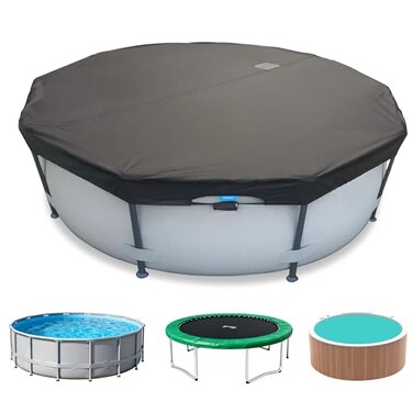 SIHAIAN 14 Ft Round Pool Cover with Automatic Drain Pool Cover Patented OnePiece Tensioning System Above Ground Pool Cover Preventing Waterlogging YarnDyed Oxford Fabric Solar Pool Cover