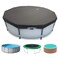 SIHAIAN 14 Ft Round Pool Cover with Automatic Drain Pool Cover Patented OnePiece Tensioning System Above Ground Pool Cover Preventing Waterlogging YarnDyed Oxford Fabric Solar Pool Cover