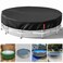 VniYors 12 Ft Round Pool Cover HeavyDuty Waterproof Dustproof Solar Pool Cover for Above Ground Pools Hot Tub Cover with Drawstring and Ground Nails Black