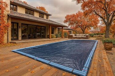 Winter Block Inground Pool Winter Cover Fits 12 x 24 Rectangle Solid Blue Superior Strength Durability Treated for UV Protection WC1224RE 12 X 24
