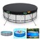 HIGHTQURO 15Ft Round Pool CoverHeavy Duty Waterproof Round Pool Covers for Above Ground Pools with Ground Nails and Windproof RopesIncrease StabilityTearResistant Waterproof and Dustproof Black