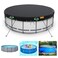 HIGHTQURO 15Ft Round Pool CoverHeavy Duty Waterproof Round Pool Covers for Above Ground Pools with Ground Nails and Windproof RopesIncrease StabilityTearResistant Waterproof and Dustproof Black