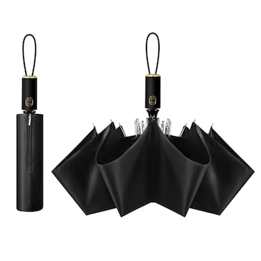 Cuby UV Sun Umbrella Compact Folding Travel Umbrella Auto Open and Close for Windproof Rainproof 99 UV Protection Parasol with Black AntiUV CoatingBlack