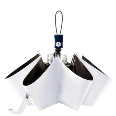 FDJASGY DBA UV Sun Umbrella Compact Auto Open Close Folding for Rain Travel Women Men Blocking UV 9998 White