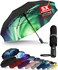 TUMELLA Strongest Windproof Travel Umbrella Compact Superior Beautiful Small Strong but Light Portable and Automatic Folding Rain Umbrella Durable Premium Grip Fits Car and Backpack
