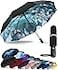 TUMELLA Strongest Windproof Travel Umbrella Compact Superior Beautiful Small Strong but Light Portable and Automatic Folding Rain Umbrella Durable Premium Grip Fits Car and Backpack