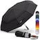 Royal Walk Windproof Folding Travel Umbrella Compact and Strong Luxurious Real Wood Handle Automatic Open Close Vented Double Canopy for Men and Women