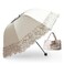 WANLIAN Lace Windproof Folding Sunny and Rainy Umbrella UltravioletProof Anti Sun UV Protection Parasol Umbrella Rice white