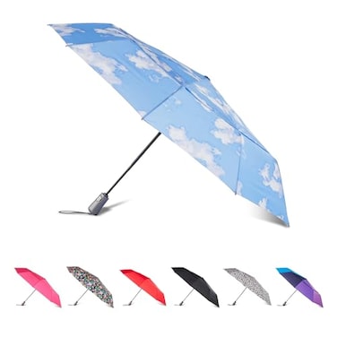 Totes Auto OpenClose Windproof Ultimate Compact Umbrella with UV and Water Repellent Protection