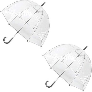 Totes Adult Windproof Bubble Umbrella with J Hook Handle and Enhanced Visibility