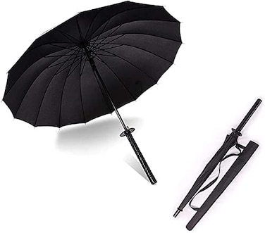 WPOYM Samurai Umbrella Creative SemiAutomatic Windproof Outdoor Sun Protection Umbrella in Black The Best Creative Gift