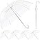Fabbay 6 Pcs Umbrella Wedding Style Stick Umbrellas Large Windproof Bubble Rain Umbrellas with J Hook Handle for Bride Groom GiftWhite Handle
