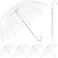 Fabbay 6 Pcs Umbrella Wedding Style Stick Umbrellas Large Windproof Bubble Rain Umbrellas with J Hook Handle for Bride Groom GiftWhite Handle