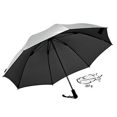 EuroSCHIRM Swing Liteflex UltraLight Weight Trekking Umbrella 375 Width Fixed Fiberglass Shaft Silver UV Protective