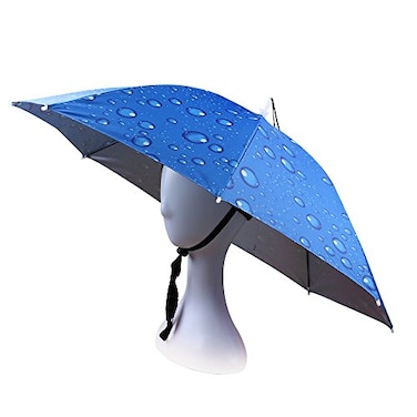 JANGANNSA Fishing Umbrella Hat Folding Sun Rain Cap Adjustable Multifunction Outdoor Headwear Blue
