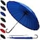 COLLAR AND CUFFS 60MPH Windproof 24 Rib Large Strong Umbrella XL Automatic Heavy Duty Golf Umbrella For Rain and Wind 3 Layer Frame Wooden Hook Handle Best for Most Ribs Azure Blue