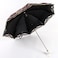 Honeystore Wedding Lace Sun UV Parasol 2 Folding 3D Flower Embroidery Umbrella H7207 Black