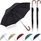 Silkfly 2 Pcs 246 Pcs 48 Auto Open Umbrella Large Wooden J Stick Handle Vintage Windproof Travel Wedding Fast Drying Umbrella Black