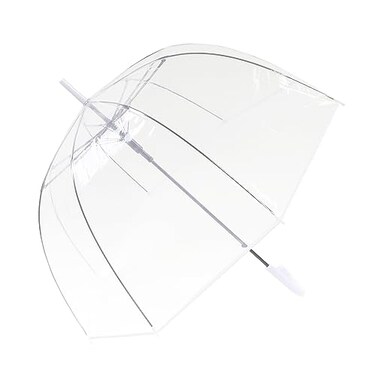 ThreeH Clear Bubble Umbrella Windproof Romantic Dome Rain Umbrella Auto Open Transparent POE Canopy for WeddingsWhite