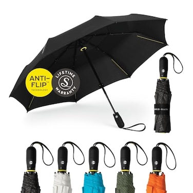 ShedRain Vex Black Compact Umbrella Folds to 11 43 Arc OneHand Operation Windproof up to 75 mph