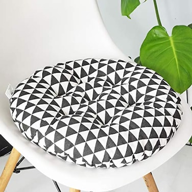 vctops Bohemian Soft Round Chair Pad Garden Patio Home Kitchen Office Seat Cushion Black White Diameter 16