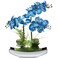 Briful Orchids Artificial Flowers 15 Blue Phalaenopsis Orchid with Silver Pots Real Touch Faux Orchids for Home Office Bedroom Living Room Table Decoration