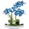 Briful Orchids Artificial Flowers 15 Blue Phalaenopsis Orchid with Silver Pots Real Touch Faux Orchids for Home Office Bedroom Living Room Table Decoration