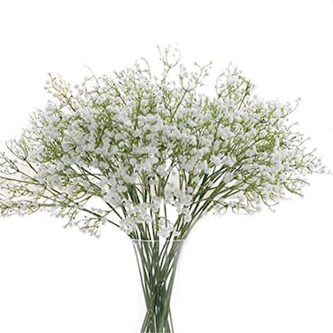 Gumolutin 15 Pack Real Touch Artificial Babys Breath Flowers 21 Bendable Stems for Wedding Bouquets Home Centerpieces Outdoor Decor Waterproof Dustproof White