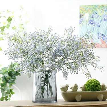 Gumolutin 9 Pack Real Touch Artificial Babys Breath Flowers 21 Bendable Stems for Wedding Bouquets Home Centerpieces Outdoor Decor Waterproof Dustproof Light Blue