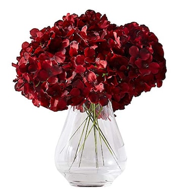 KISLOHUM Hydrangea Silk Flowers Heads with 10 Stems Burgundy Artificial Hydrangea Flower Head for Wedding Centerpieces Bouquets DIY Floral Decor Home Decoration