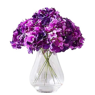 KISLOHUM Artificial Hydrangea Flower Heads 10 Dark Purple Hydrangea Silk Flowers Head for Wedding Centerpieces Bouquets DIY Floral Decor Home Decoration with Long Stems