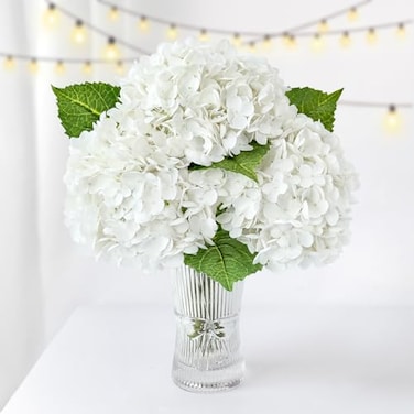 ZYTUYO 3 PCS White Hydrangea Real Touch Artificial Flowers 21 Latex Large Hydrangea with Long Stems for Wedding Table Centerpieces Indoor Kitchen Spring Home Decor Outdoor Porch