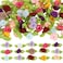 salbsever 100 Pcs Mini Flowers for Crafts Multicolor Mini Roses Satin Roses with Green Leaves Small Satin Roses Tiny Artificial Fabric Flower Ornament Applique for Wedding Bride Sewing Wrapping DIY Wr