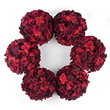 DuHouse 87 Silk Hydrangea Artificial Flower Heads with Stems Fake Hydrangeas Flowers for DIY Wedding Centerpiece Home DecorPack of 6 Burgundy