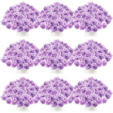 Tigeen 100 Pcs Hydrangea Artificial Flowers Bulk 748 Inch Artificial Hydrangeas with Removable Stems Faux Flowers Wedding Decor for Home Garden Party Decoration DIY Project Lavender