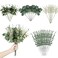 Coreland Artificial Eucalyptus Leaves Stems 120 Pcs 4 Kinds Mixed Fake Silver Dollar Eucalyptus Leaves Stem Bulk Faux Leaf for DIY Bouquets Floral Arrangement Wedding Home Decor