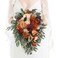 Rinlong Fall Cascading Wedding Bouquets for Bride Burnt Orange Cascade Bridal Bouquet for Wedding Terracotta Artificial Silk Flowers Bouquet